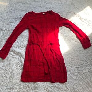 Red Plaid Longsleeve Casual Dress